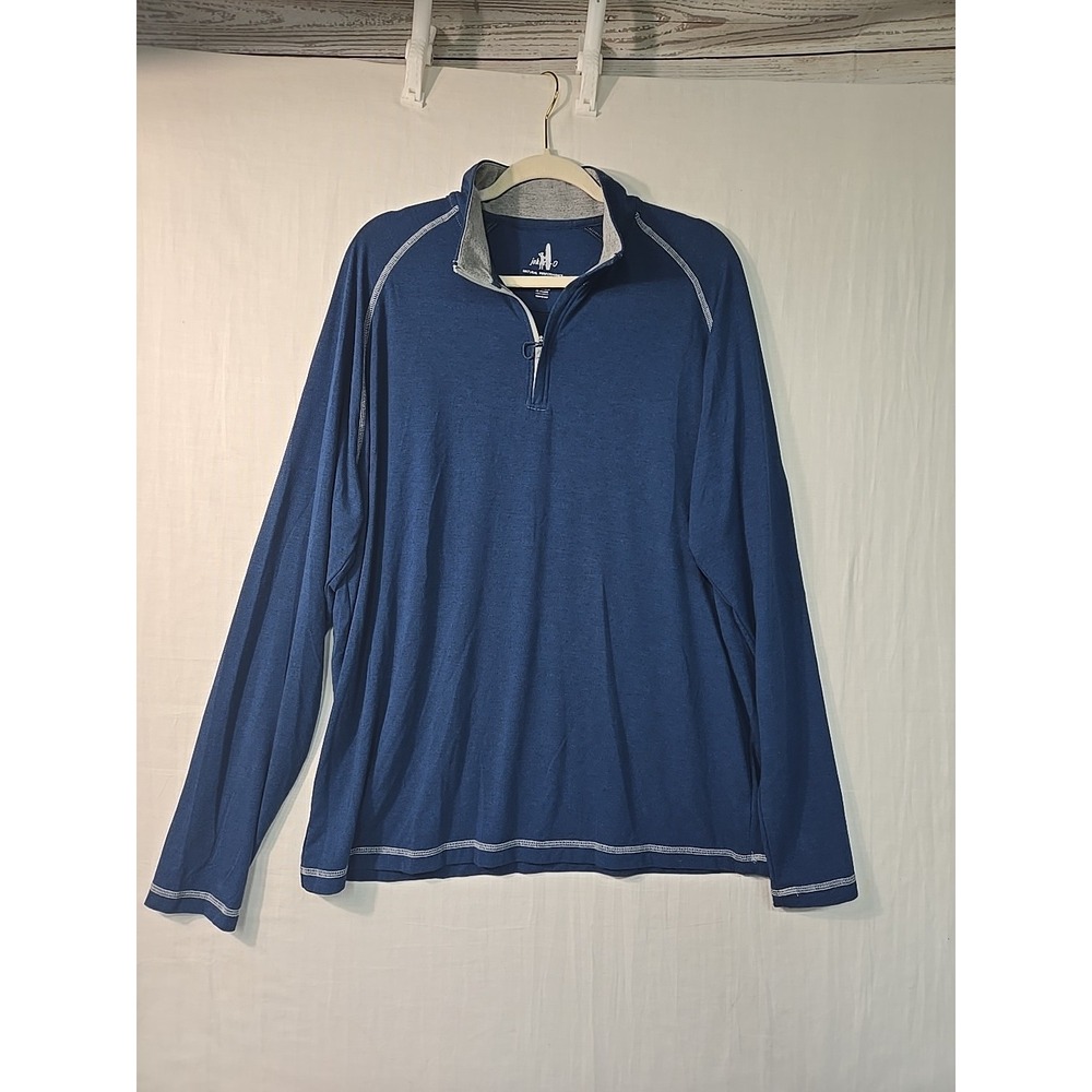 Johnnie-O 1/4 Zip Natural Performance Pullover Men's XL Blue HOAG Classic Bamboo